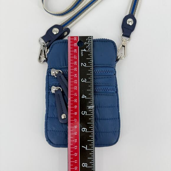 Sondra Roberts Squared Blue Puffer Crossbody Bag Phone Purse Striped Strap - Picture 7 of 7